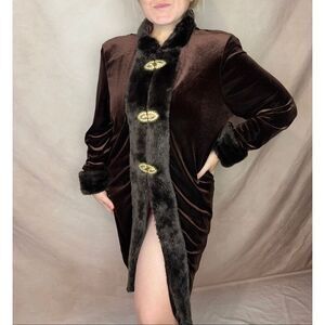 Vintage 1980s Penny Lane Style Coat Plus Size L XL Faux Fur Dolce Luxe Glam